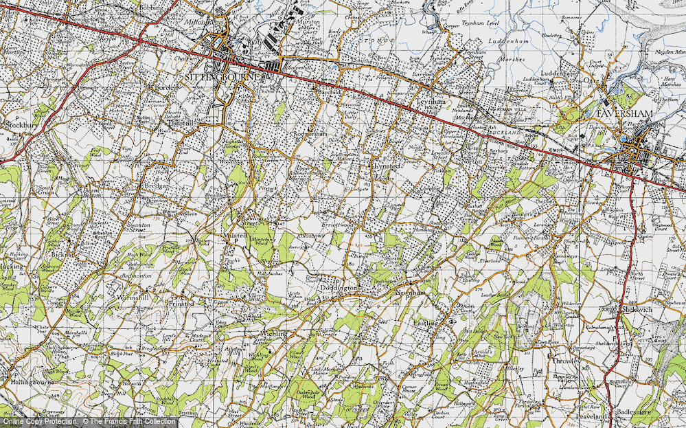 Old Map of Historic Map covering Lynsted Park in 1946