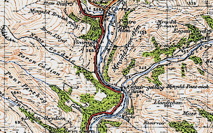 Old map of Esgairgeiliog in 1947