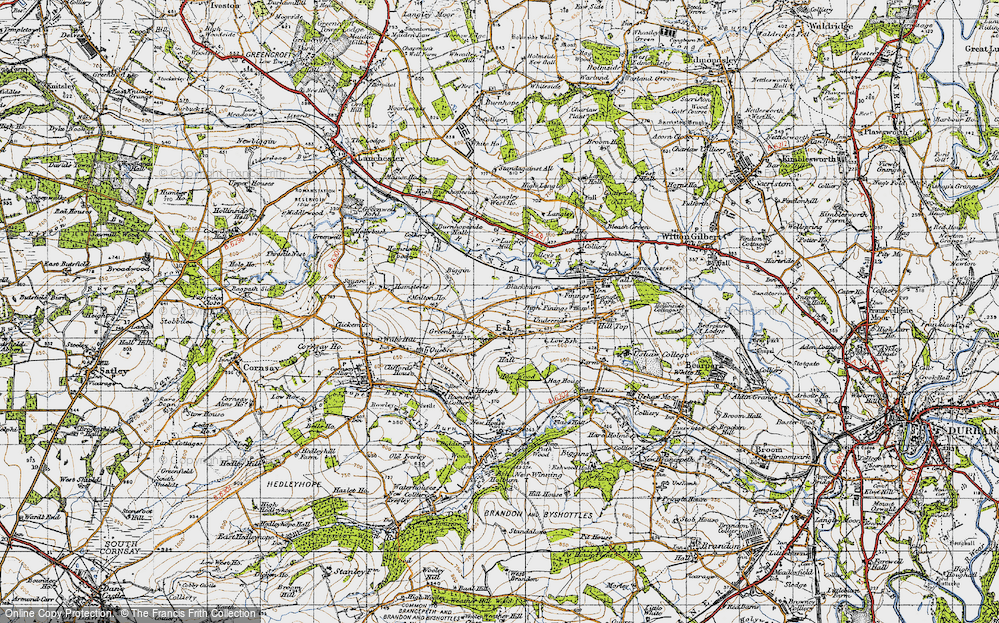 Old Map of Historic Map covering Blackburn in 1947