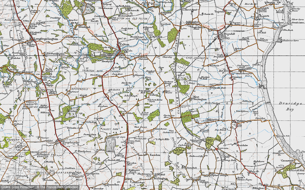 Old Map of Eshott, 1947 in 1947