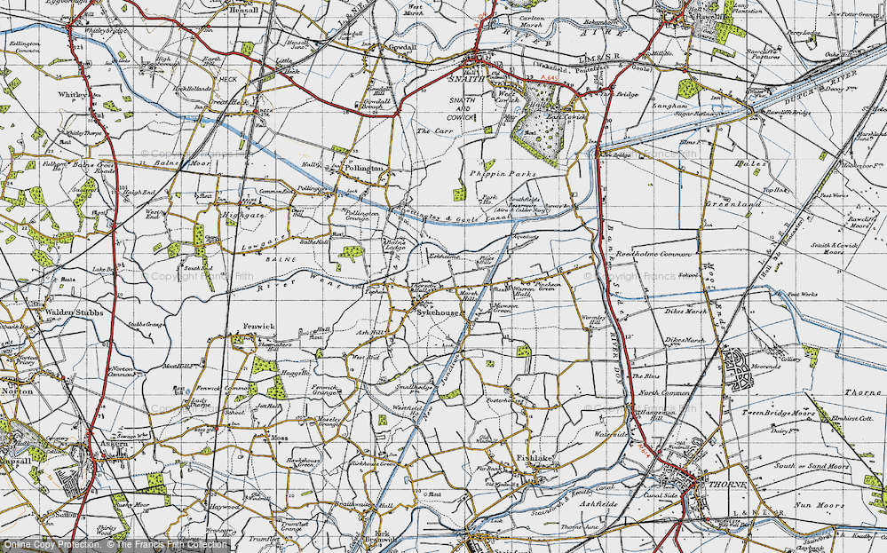 Old Map of Historic Map covering Aire and Calder Navigation in 1947