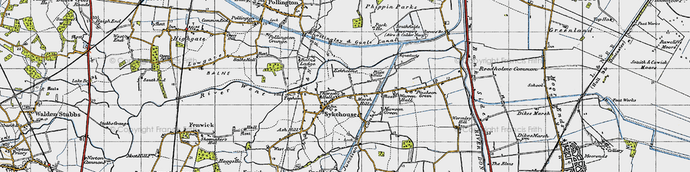 Old map of Aire and Calder Navigation in 1947