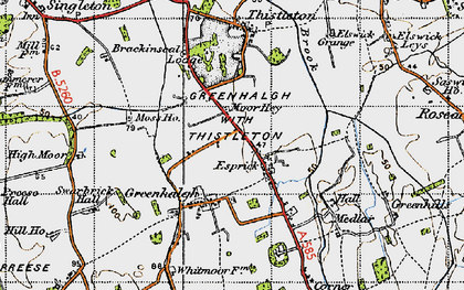 Old map of Esprick in 1947