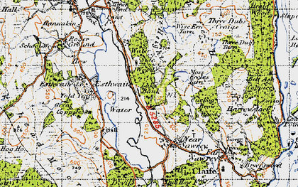Old map of Esthwaite Water in 1947