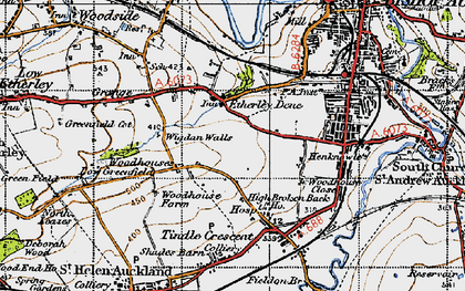 Old map of Woodhouses in 1947