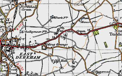 Old map of Etling Green in 1946