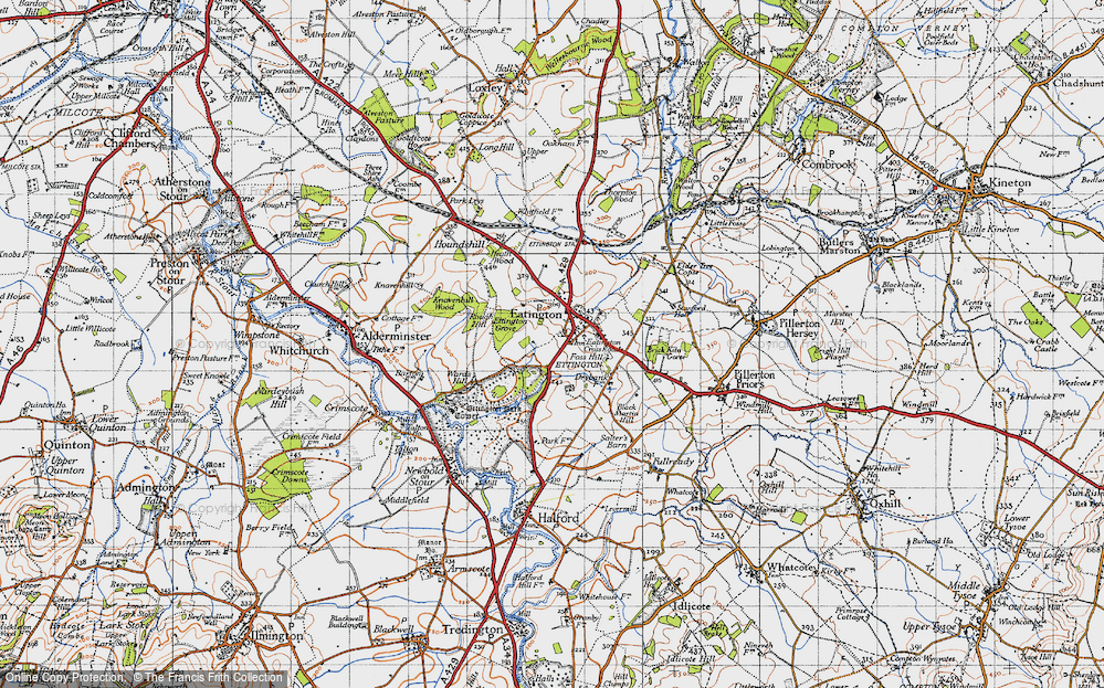 Old Map of Historic Map covering Black Martin Hill in 1946