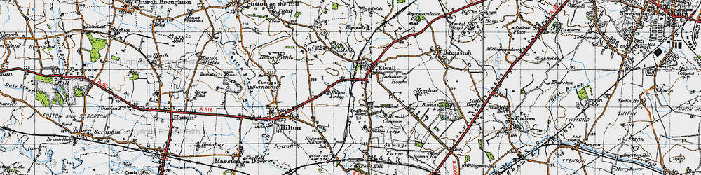 Old map of Etwall in 1946