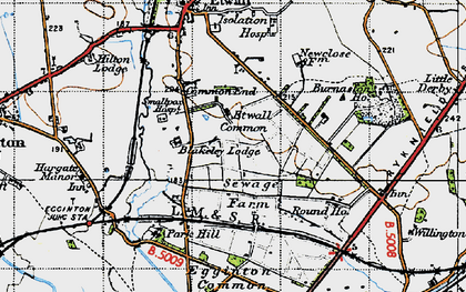 Old map of Etwall Common in 1946