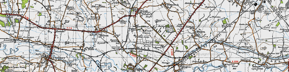 Old map of Etwall Common in 1946