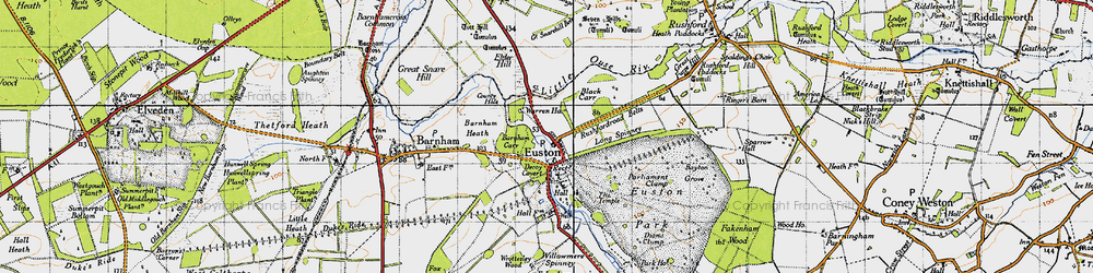 Old map of Black Carr in 1946