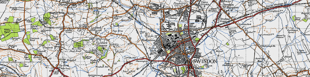 Old map of Even Swindon in 1947