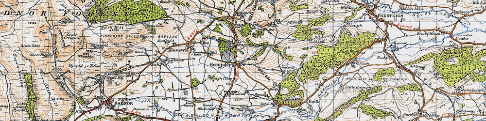 Old map of Evenjobb in 1947