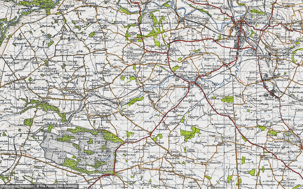 Old Map of Evenwood, 1947 in 1947