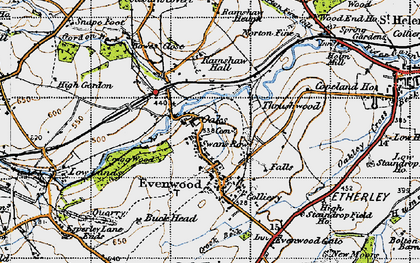 Old map of Evenwood in 1947