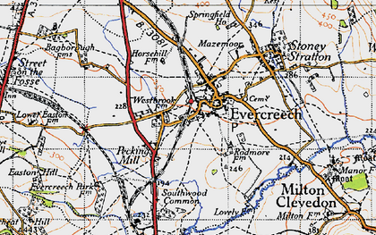 Old map of Evercreech in 1946
