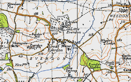 Old map of Everdon in 1946