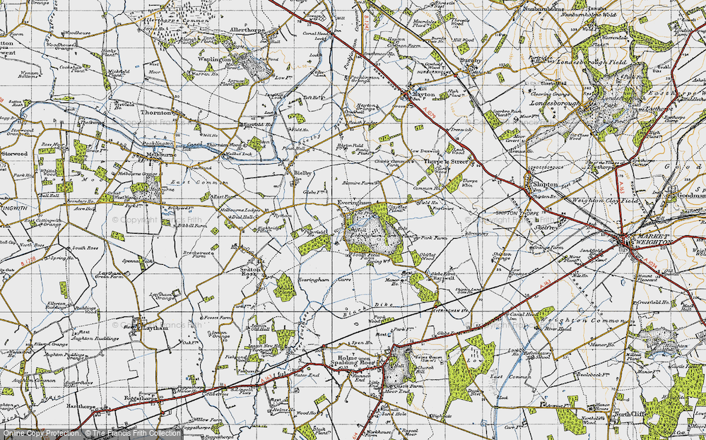 Old Map of Historic Map covering Bielby Field in 1947