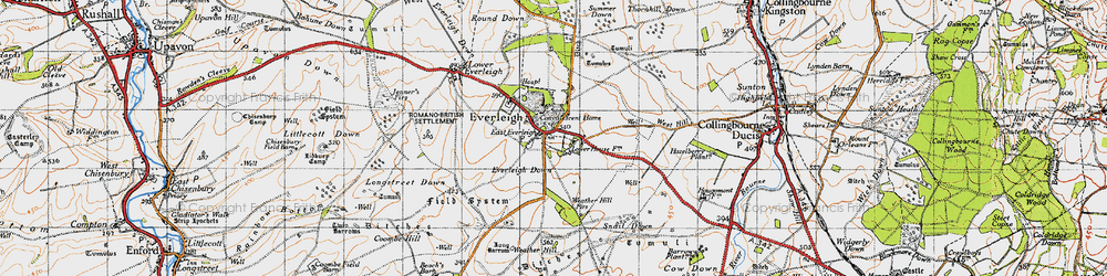 Old map of Everleigh in 1940