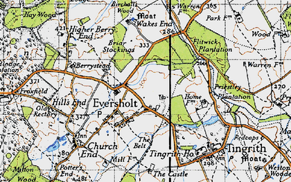 Old map of Eversholt in 1946