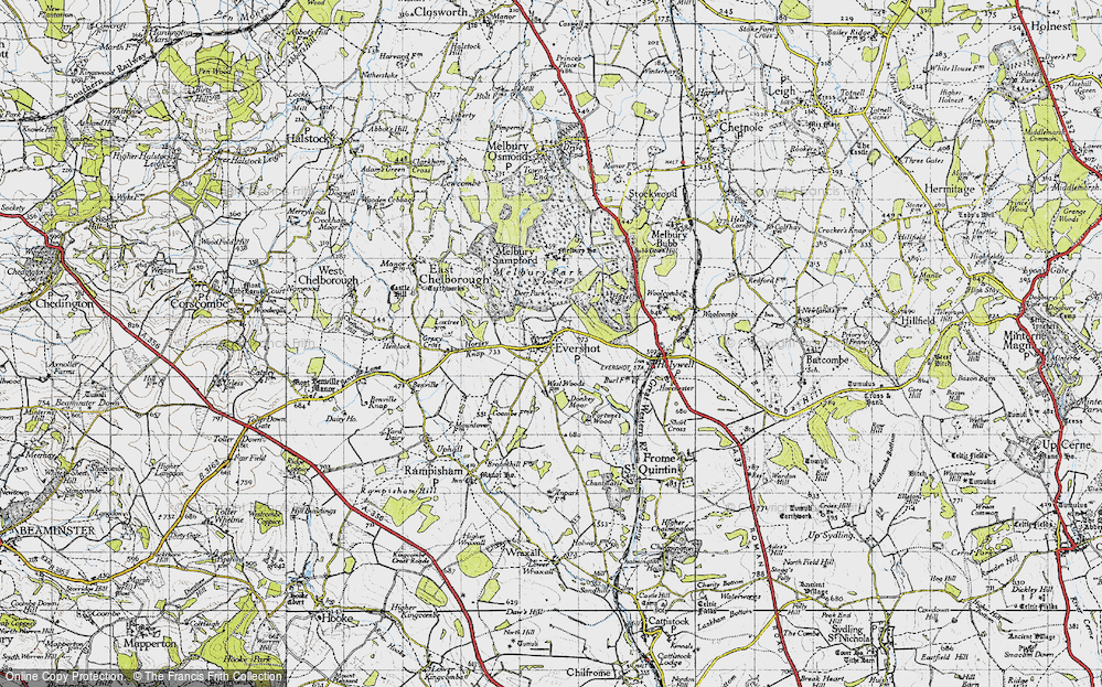 Old Map of Evershot, 1945 in 1945