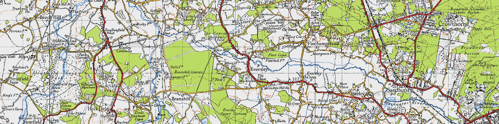 Old map of Eversley in 1940