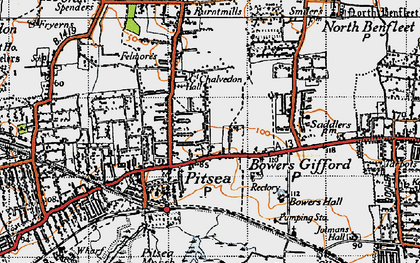 Old map of Eversley in 1945