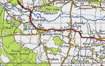 Old map of Eversley Centre in 1940