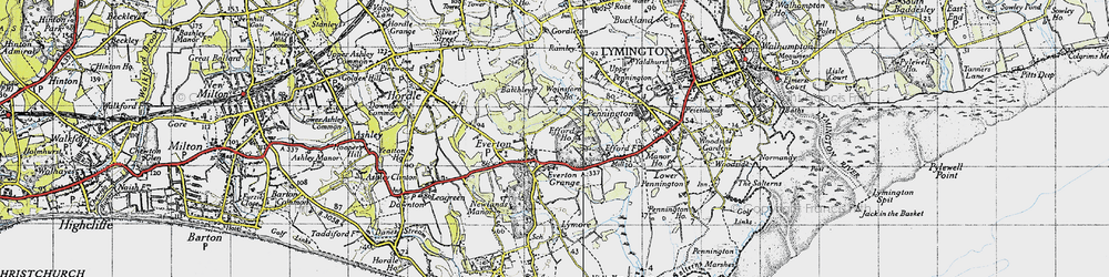 Old map of Everton in 1940