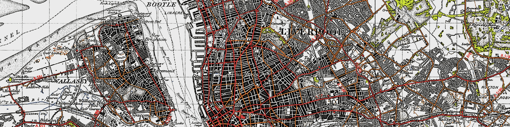 Old map of Everton in 1947