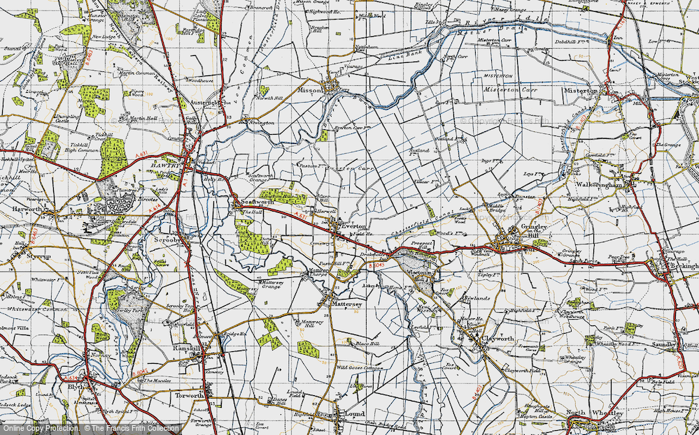 Old Map of Historic Map covering Drakeholes in 1947