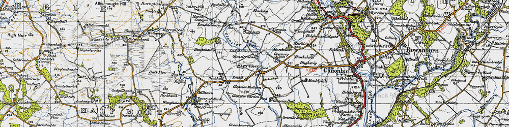 Old map of Evertown in 1947