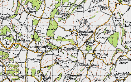 Old map of Evington in 1940
