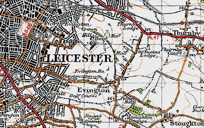 Old map of Evington in 1946