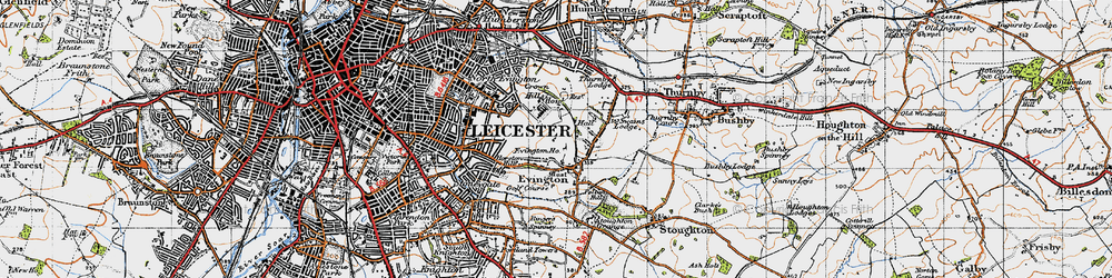 Old map of Evington in 1946