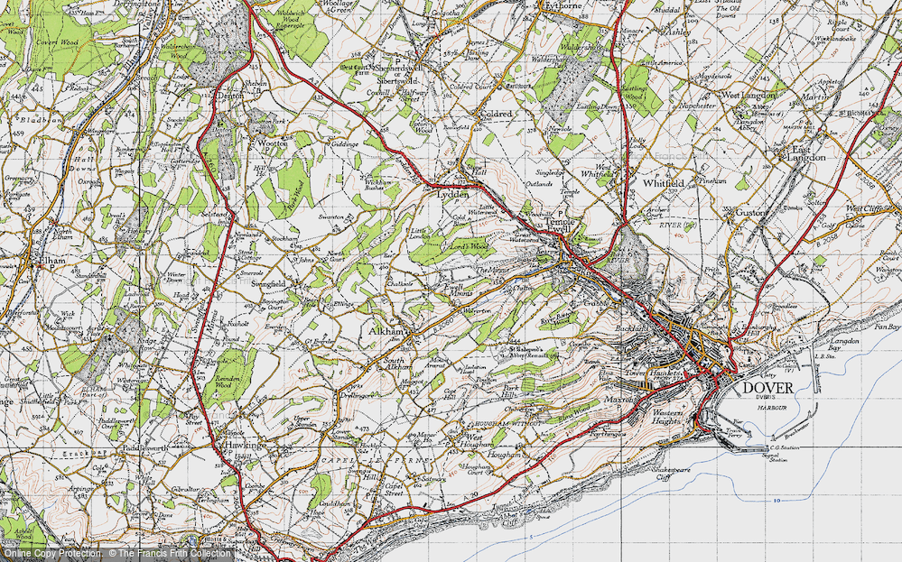 Old Map of Ewell Minnis, 1947 in 1947