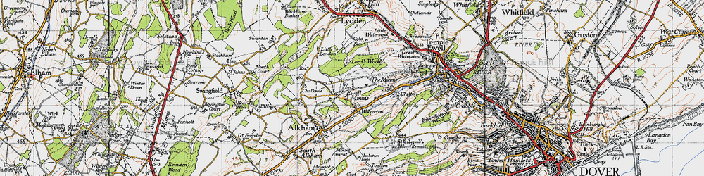 Old map of Ewell Minnis in 1947