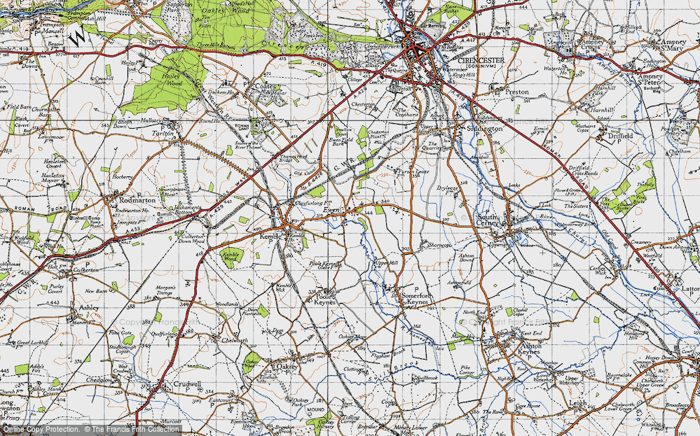 Old Map of Ewen, 1947 in 1947