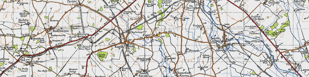 Old map of Ewen in 1947
