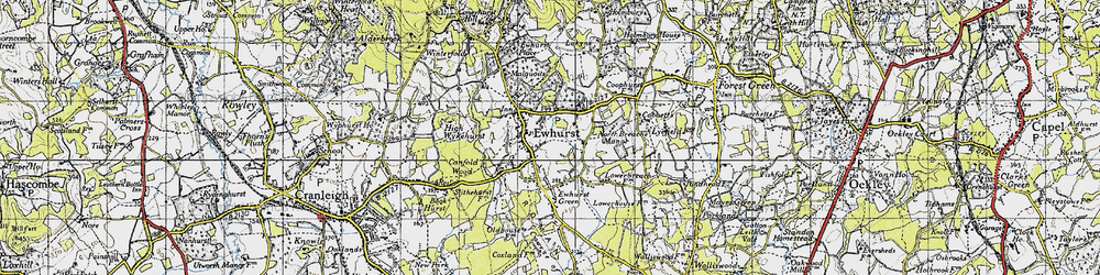 Old map of Ewhurst in 1940