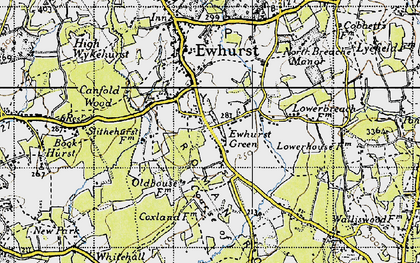 Old map of Ewhurst Green in 1940