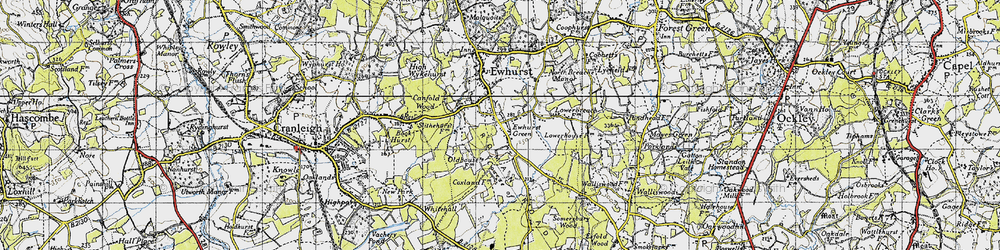 Old map of Ewhurst Green in 1940