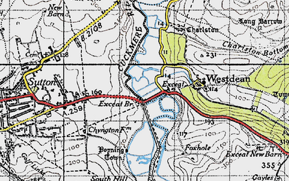 Old map of Exceat in 1940