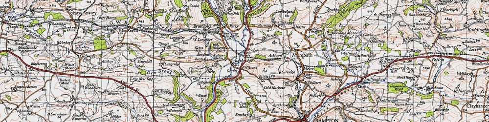 Old map of Exebridge in 1946