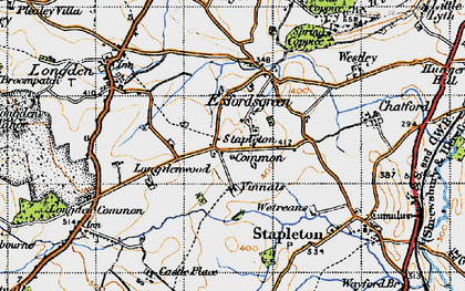 Old map of Exfords Green in 1947