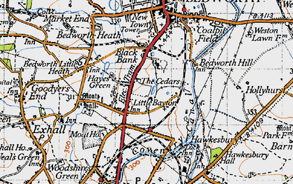 Old map of Exhall in 1946