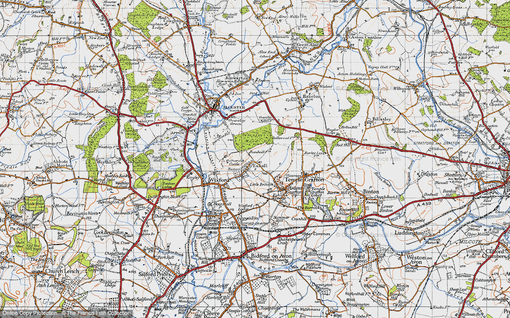 Old Map of Exhall, 1947 in 1947