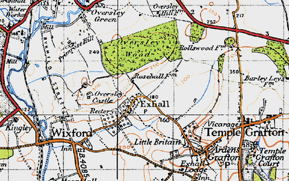 Old map of Exhall in 1947