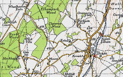 Old map of Exted in 1947