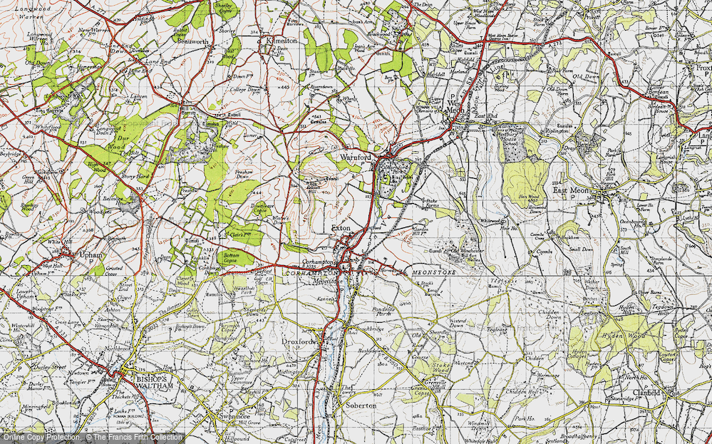 Old Map of Historic Map covering Winters Down in 1945